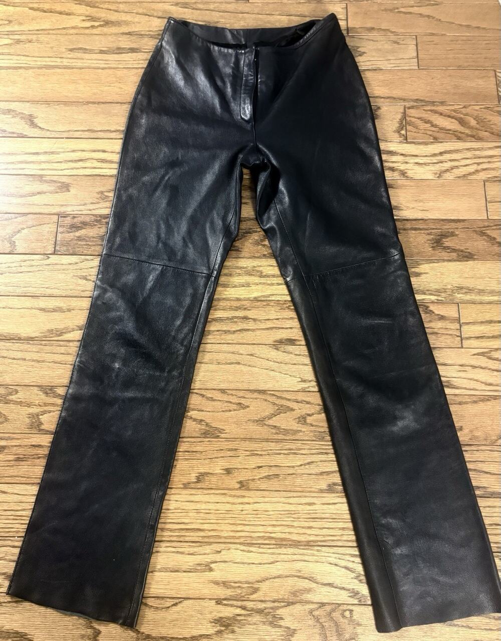 Vintage Bebe Genuine Leather Pants Size 6 Black Y2K 90s Matrix Straight Bootcut